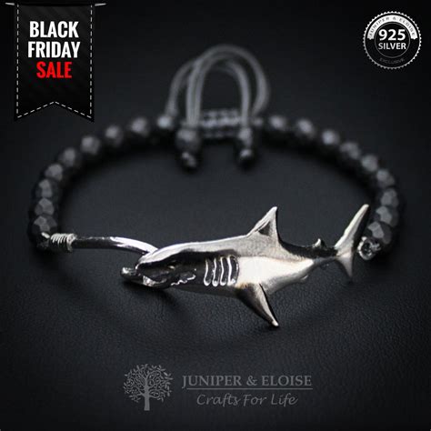 Valentine Day Gift, Unique Gifts, Shark Bracelet, Mens Bracelet, 925 ...