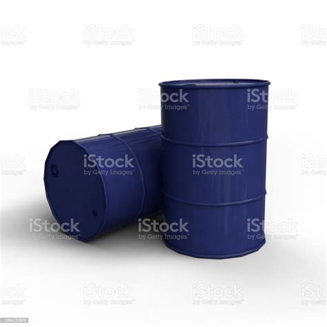 Steel Drum Barrel Painted Blue Color 3d Illustration File With Clipping Path Stock Photo ...