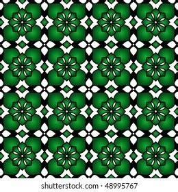 Green Black White Floral Pattern Stock Vector (Royalty Free) 48995767 | Shutterstock