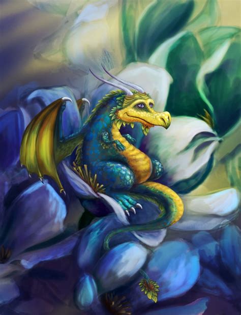 Cute Flower Dragon by Olha Vikhrenko : AdorableDragons