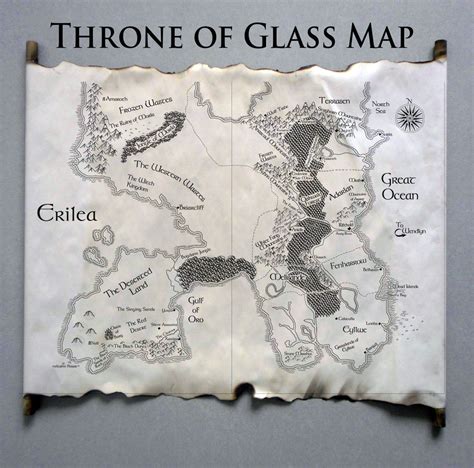 Map of Erilea, Map of the World of Throne of Glass, Sarah J. Maas, Throne of Glass Map, Heir of ...