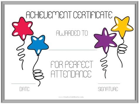 Perfect Attendance Award Certificates | Free Instant Download