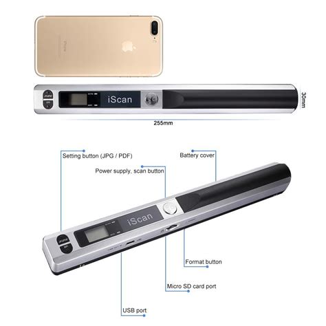 Portable Document Scanner Wireless HD Color 900DPI JPG And PDF Handheld Mini A4 Scanner Small ...