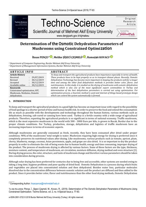 (PDF) Determination of the Osmotic Dehydration Parameters of Mushrooms ...