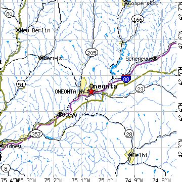 Oneonta, New York (NY) ~ population data, races, housing & economy