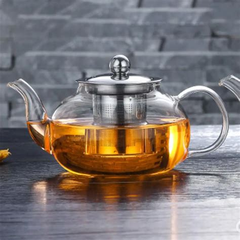 Heat resistant Glass Teapot With Stainless Steel Filter Glass Kettle Flower Teapot For Chinese ...