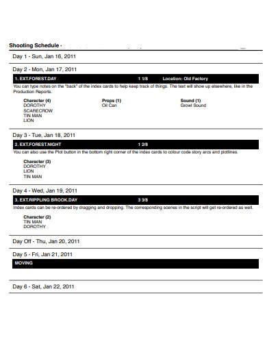 10+ Shooting Schedule Templates in Google Docs | Word | Pages | PDF | XLS