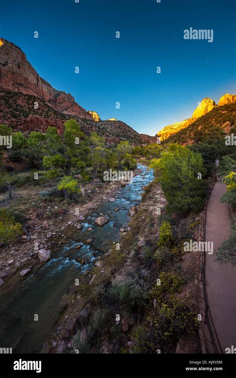 Zion National Park Fall Colors at Sunset Stock Photo - Alamy