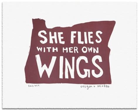 The (translated) Oregon state motto (Alis Volat Propriis). Part of a ...