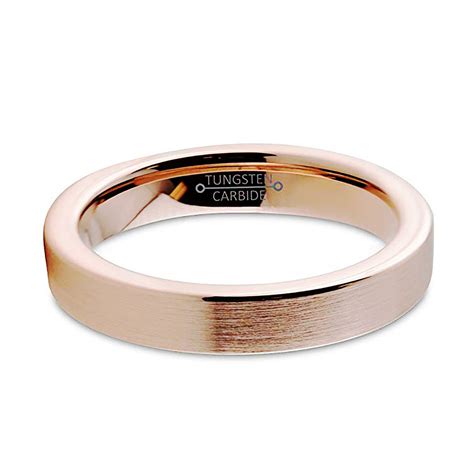 4mm - Rose Gold Tungsten Wedding Band, Brushed Tungsten, Women Rose Go ...