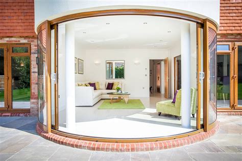 Large open Curved Glass Sliding Doors Sussex Glass Extension, House ...