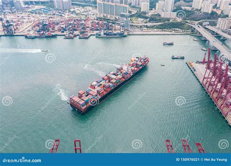 Container and Cargo Port in Hong Kong. Trade and Transport Terminal ...