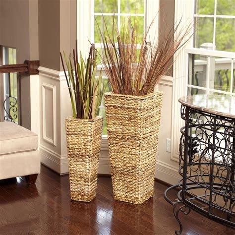 Household Essentials 35 in x 14 in Water Hyacinth Nested Wicker Floor Vases (set of 2)-ML-6168 ...