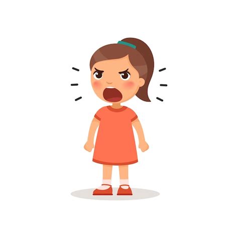 Premium Vector | Little girl screaming. vector illustration of a ...