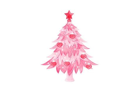 Pink Christmas Tree - Watercolor SVG Cut file by Creative Fabrica ...