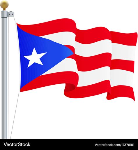 Waving puerto rico flag isolated on a white Vector Image