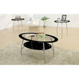 Oval Black Edge Glass Top 3 Pieces Coffee End Table Set - Walmart.com