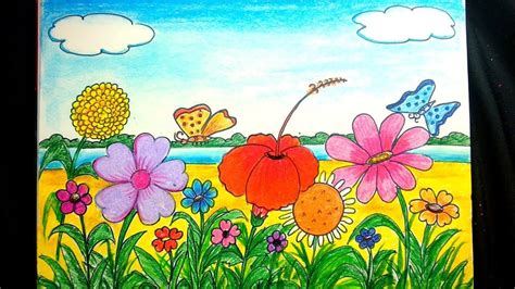 Learn How To Draw Flower Garden Scenery Drawing Step - vrogue.co