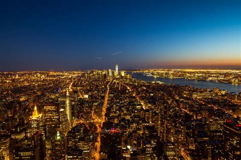 behang New York, VS, Nachtstad, Bovenaanzicht HD: Widescreen: High ...