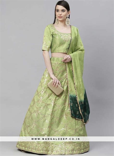 Pista Green Color Lehenga Choli