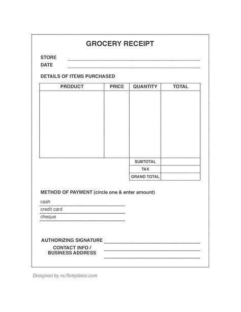 Grocery Receipt Template - Grocery Receipts | nuTemplates