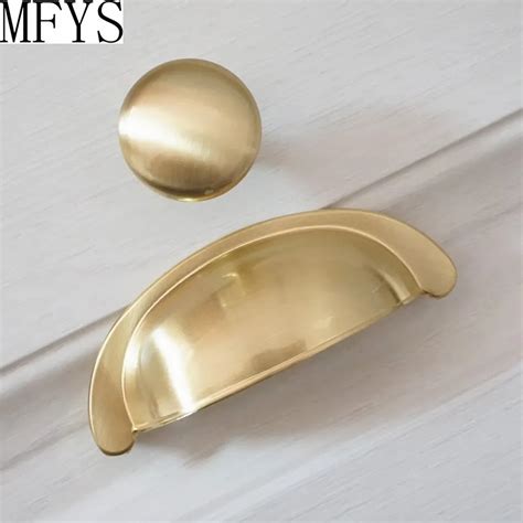 3'' Brushed Brass Gold Drawer Knobs Pull Handles Cup Bin Shell Pull Dresser Handles Kitchen ...