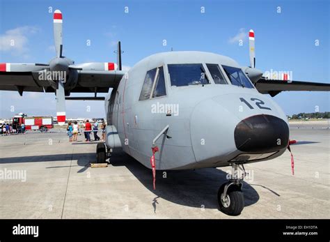 CASA 212 Military small transport plane at the second airshow at Malaga airport, Malaga ...