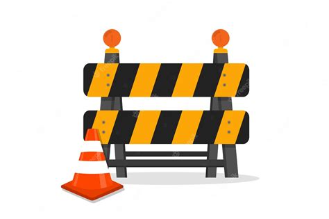 Construction Barricade Fence With Cone Vector Illustration Design - Clip Art Library