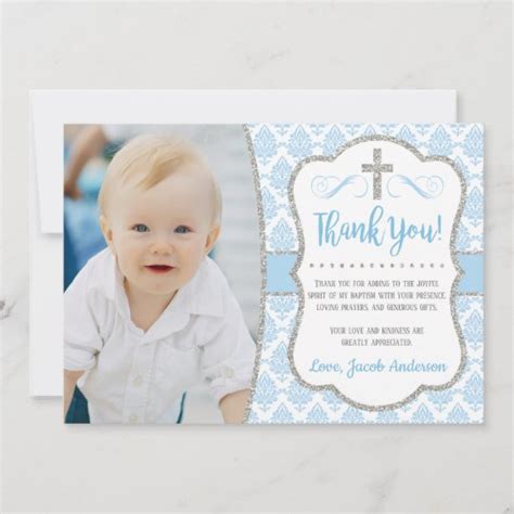 Baptism Thank You Card with Photo | Boy Baptism | Zazzle.com