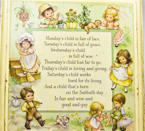 Vintage Nursery Plaque Mondays Child Wall Hanging