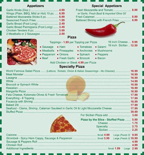 Menu at Gigi's Pizza and Pasta restaurant, Spring Hill