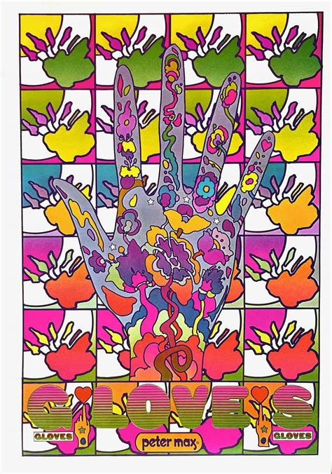 Peter Max Pop Art Poster 12 Gloves 1970 |Artebonito