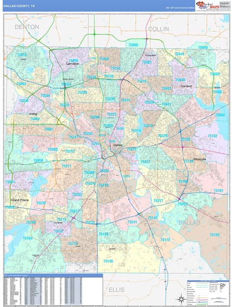 Dallas County, TX Wall Map Color Cast Style by MarketMAPS - MapSales