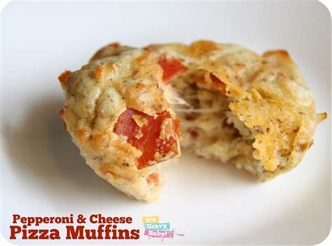 Pepperoni & Cheese Pizza Muffins recipe | Chefthisup