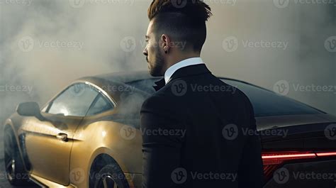 A Rich Businessman Standing in Front of a Luxurious Supercar ...