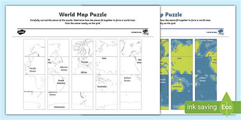 Puzzle Template World Map - Social Studies - Twinkl USA
