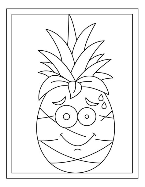 Printable Kawaii Pineapple Coloring Page Kawaii Pineapple Coloring ...