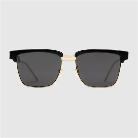 Black Acetate Square Metal And Sunglasses | GUCCI® US