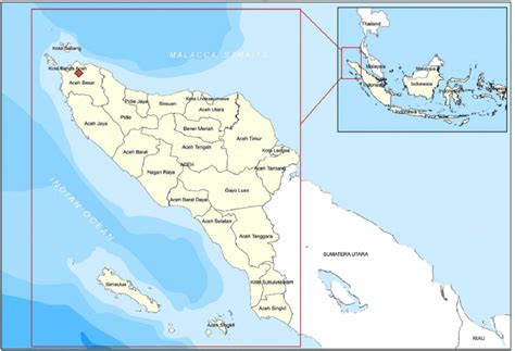 The map of Aceh province showed the sampling location (highlighted in ...