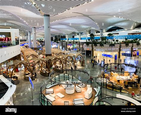 Interior design of the New Airport (IST) that freshly opened and replaces Ataturk International ...