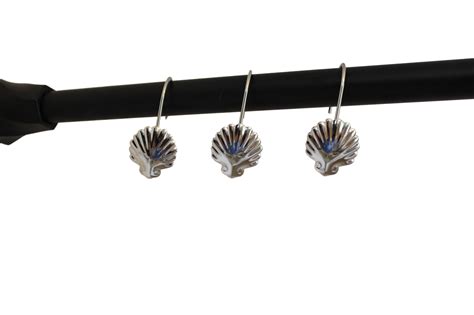 Decorative Seashell Shower Curtain Hooks Rings Hangers Set of 12 Chrome Silver | eBay