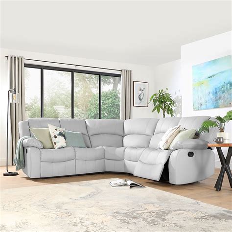 Dakota Light Grey Leather Recliner Corner Sofa | Furniture And Choice