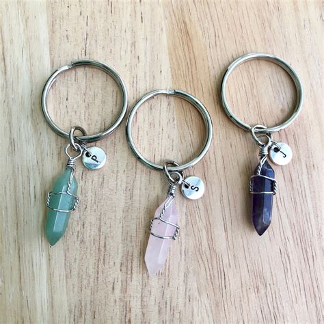 Crystal Keychain Crystal Initial Key Chain Crystal Keyring | Etsy