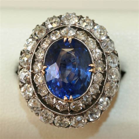 Antique sapphire and diamond engagement ring