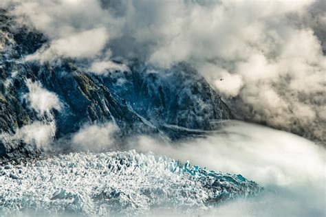 Premium Photo | Flying over a southern alps glacier in a helicopter