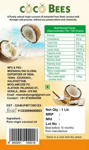 Coco Bees Virgin Coconut Oil 1ltr at best price in Palakkad by Meena ...