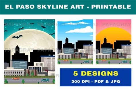 El Paso Skyline – Printable Artwork Graphic by Papa Gray · Creative Fabrica