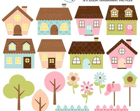 House Clipart Houses Clip Art Buildings Homes Cute Houses - Etsy | Cute house, Card ...