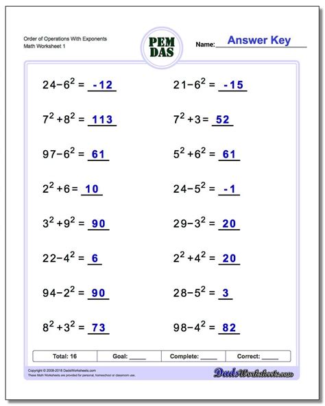 Order Of Operations With Exponents Examples