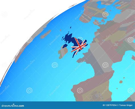 United Kingdom with Flag on Globe Stock Illustration - Illustration of britain, european: 128797054